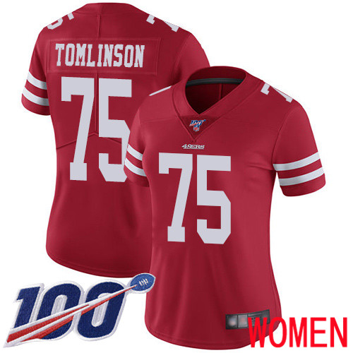 San Francisco 49ers Limited Red Women Laken Tomlinson Home NFL Jersey #75 100th Season Vapor Untouchable